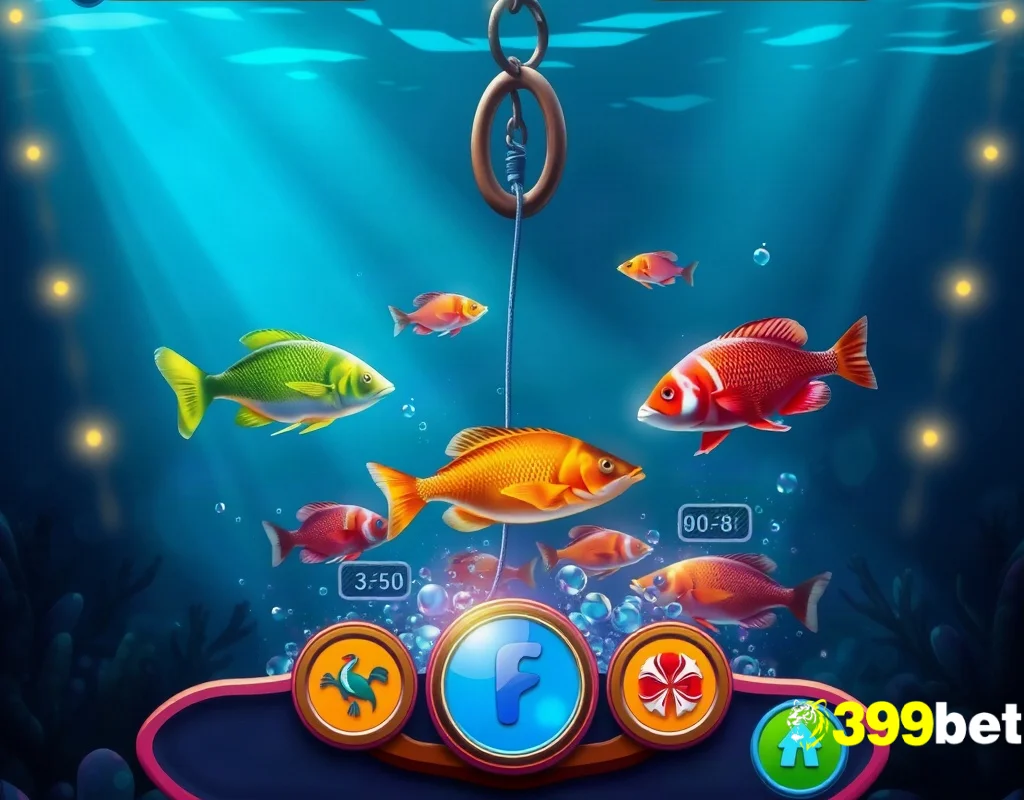 399BET ফিশ শুটিং গেমের রঙিন আন্ডারওয়াটার দৃশ্য