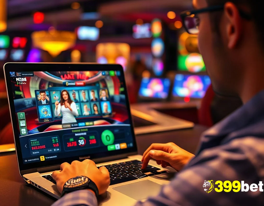 399BET লগইন করে লাইভ ক্যাসিনো, স্লট এবং স্পোর্টস গেম খেলার দৃশ্য